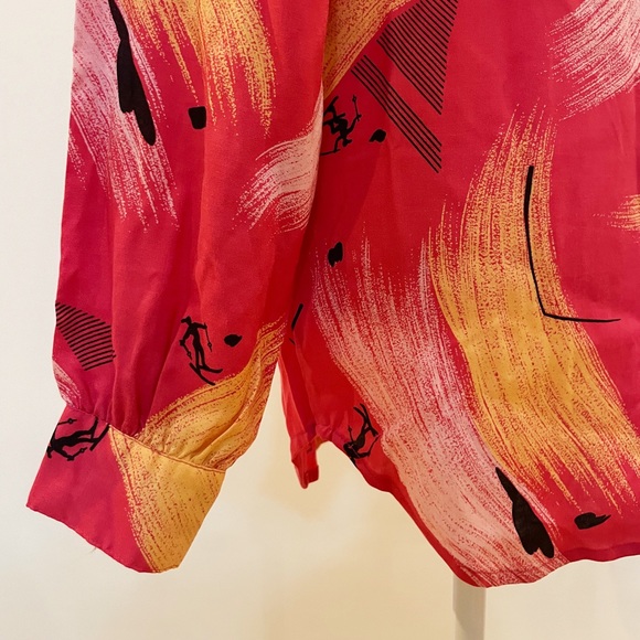 Deadstock/NWT Vintage 80 Ship’N Shore Pink Pop Art Button Down Shirt - Picture 5 of 9